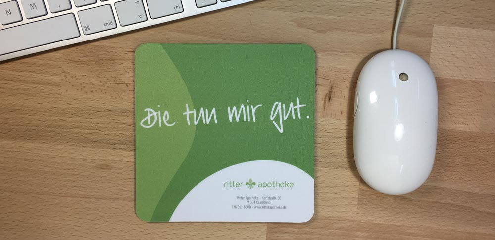 Quadratisches Mousepad mit Kunden Motiv