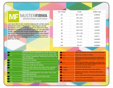 Windows Tastenkürzel Vorlage für Mousepads